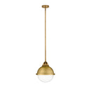 Hampden Mini Pendant shown in the Brushed Brass finish with a Clear shade