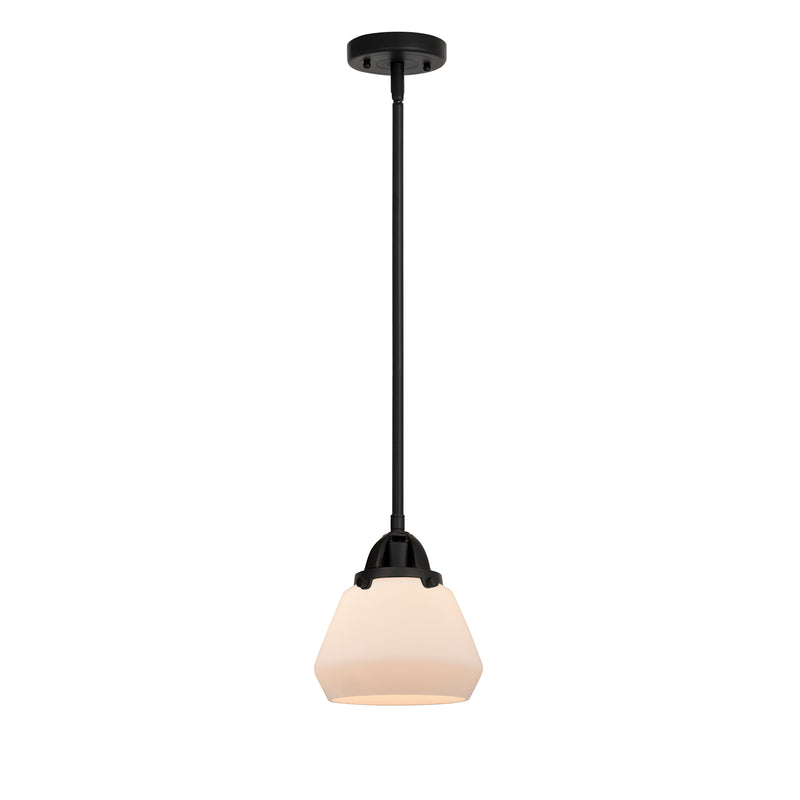 Fulton Mini Pendant shown in the Matte Black finish with a Matte White shade