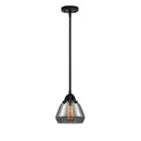 Fulton Mini Pendant shown in the Matte Black finish with a Plated Smoke shade