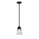 Canton Mini Pendant shown in the Matte Black finish with a Seedy shade