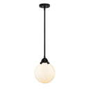 Beacon Mini Pendant shown in the Matte Black finish with a Matte White shade