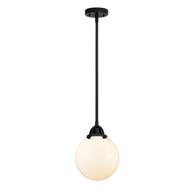 Beacon Mini Pendant shown in the Matte Black finish with a Matte White shade