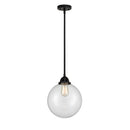 Beacon Mini Pendant shown in the Matte Black finish with a Clear shade