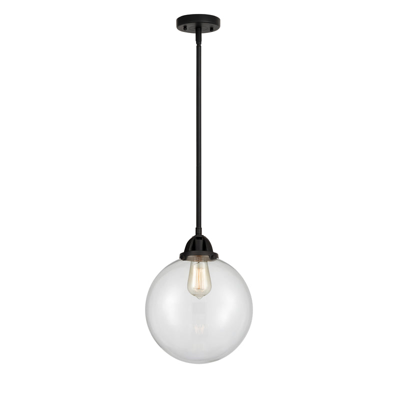 Beacon Mini Pendant shown in the Matte Black finish with a Clear shade