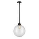 Beacon Mini Pendant shown in the Matte Black finish with a Clear shade