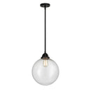 Beacon Mini Pendant shown in the Matte Black finish with a Seedy shade