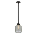 Stanton Mini Pendant shown in the Matte Black finish with a Clear Wire Mesh shade