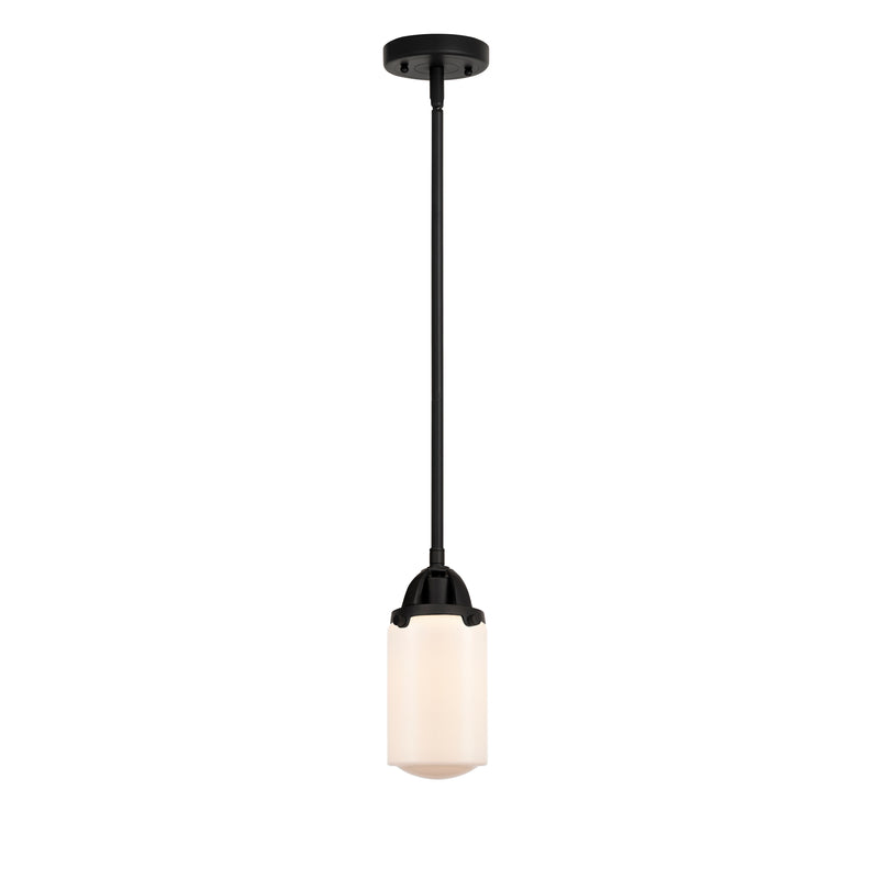 Dover Mini Pendant shown in the Matte Black finish with a Matte White shade