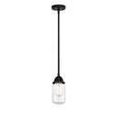 Dover Mini Pendant shown in the Matte Black finish with a Clear shade