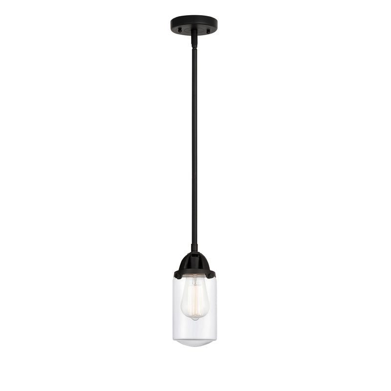 Dover Mini Pendant shown in the Matte Black finish with a Clear shade