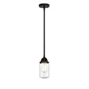 Dover Mini Pendant shown in the Matte Black finish with a Seedy shade