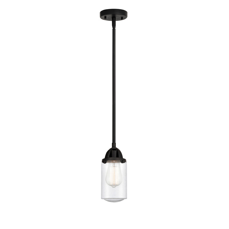 Dover Mini Pendant shown in the Matte Black finish with a Seedy shade