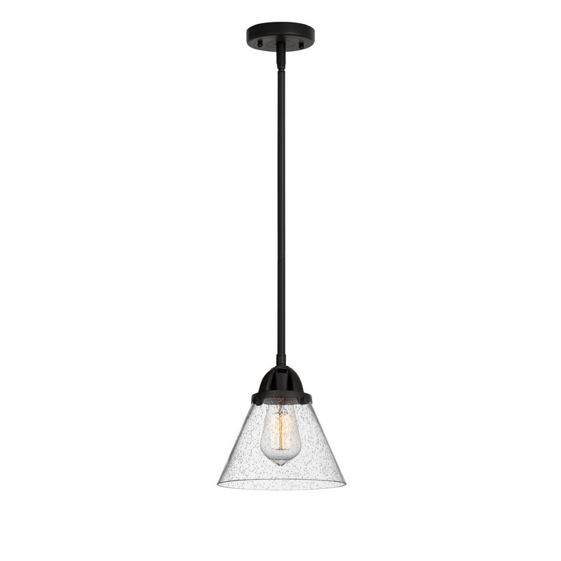 Cone Mini Pendant shown in the Matte Black finish with a Seedy shade