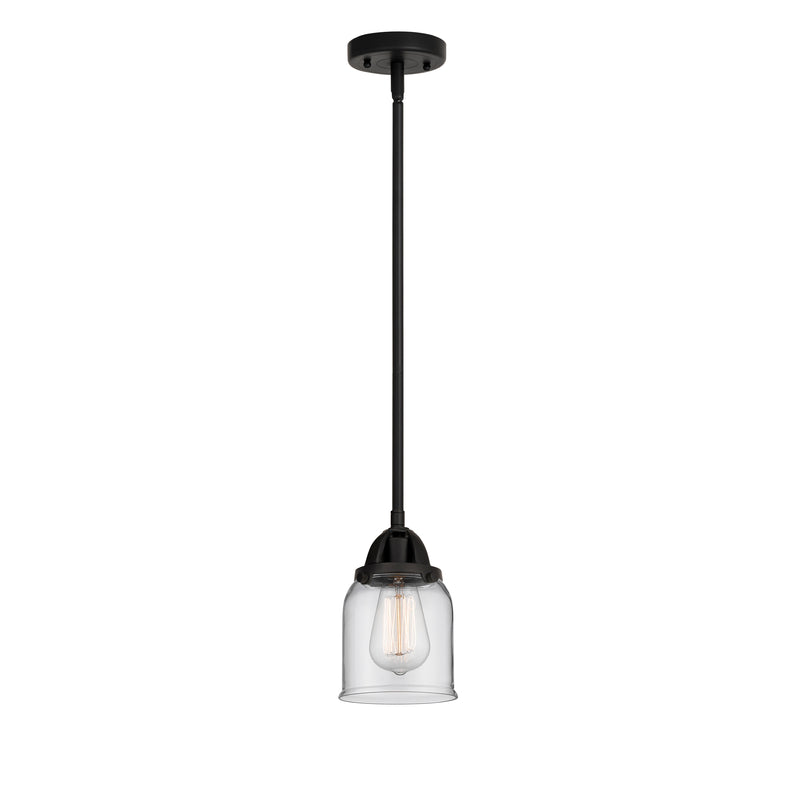 Bell Mini Pendant shown in the Matte Black finish with a Clear shade