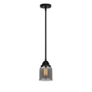 Bell Mini Pendant shown in the Matte Black finish with a Plated Smoke shade