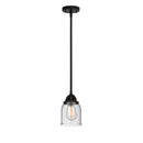 Bell Mini Pendant shown in the Matte Black finish with a Seedy shade