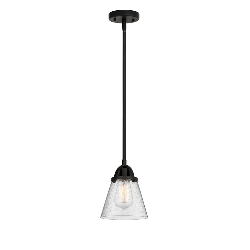 Cone Mini Pendant shown in the Matte Black finish with a Seedy shade