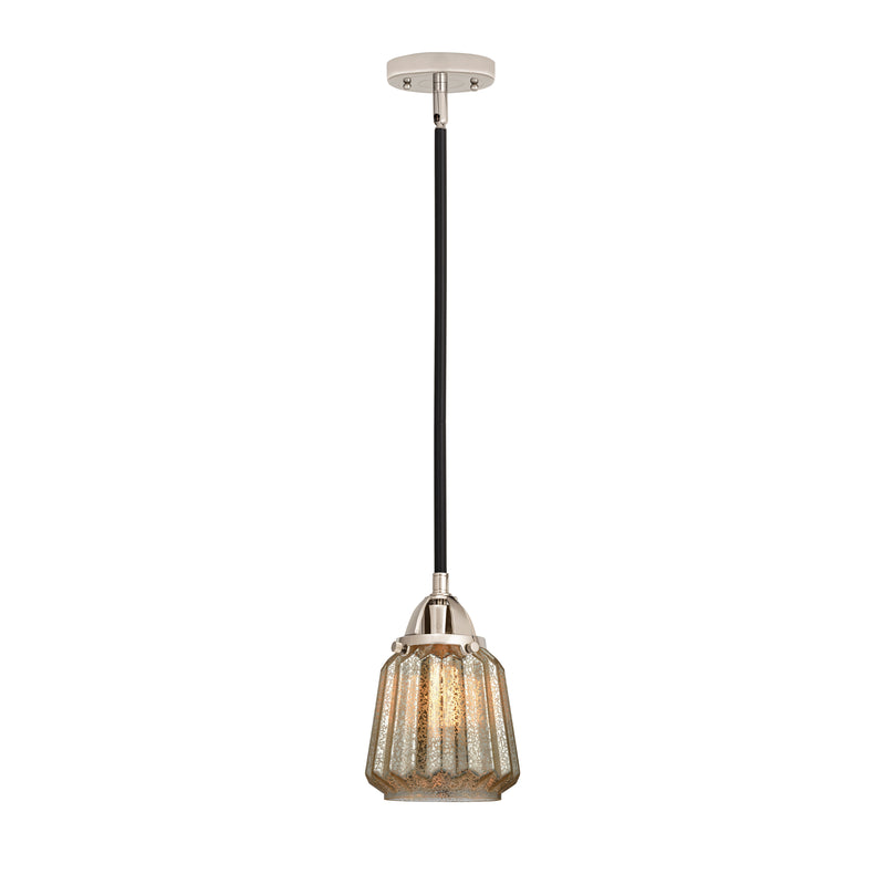 Chatham Mini Pendant shown in the Black Polished Nickel finish with a Mercury shade