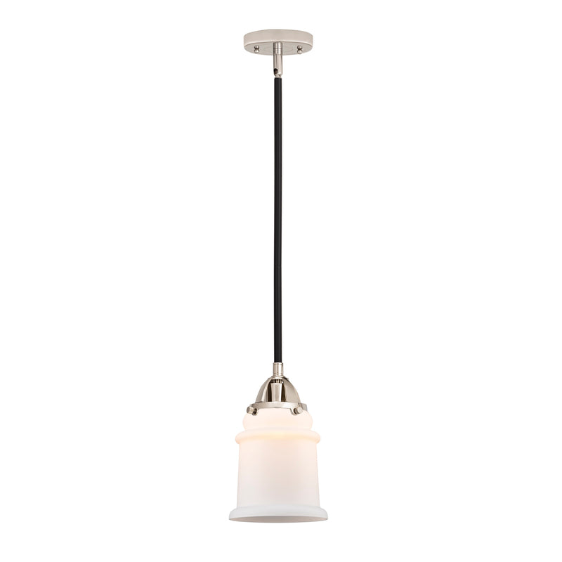 Canton Mini Pendant shown in the Black Polished Nickel finish with a Matte White shade