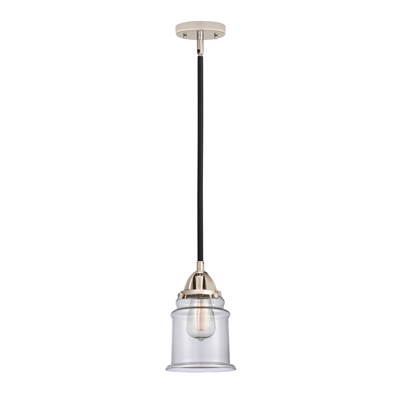 Canton Mini Pendant shown in the Black Polished Nickel finish with a Clear shade