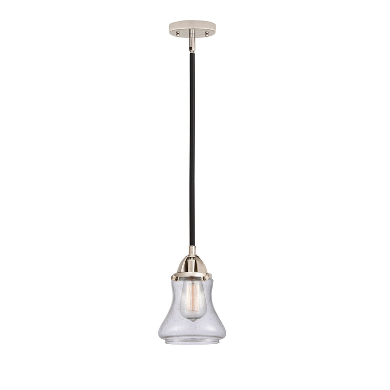 Bellmont Mini Pendant shown in the Black Polished Nickel finish with a Seedy shade