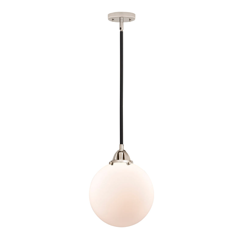 Beacon Mini Pendant shown in the Black Polished Nickel finish with a Matte White shade