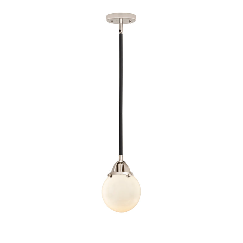 Beacon Mini Pendant shown in the Black Polished Nickel finish with a Matte White shade