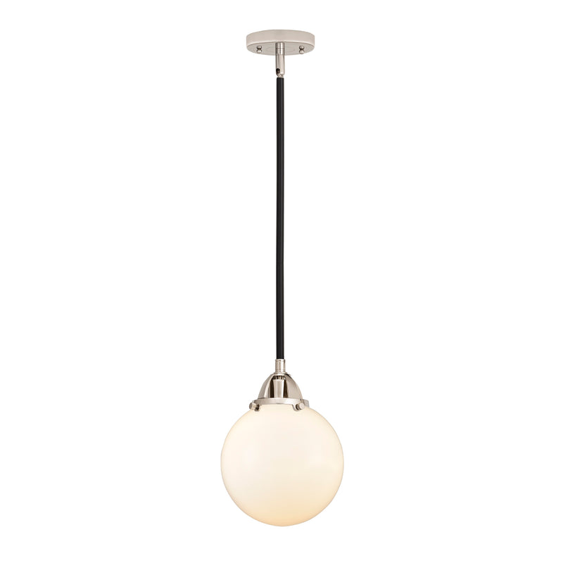 Beacon Mini Pendant shown in the Black Polished Nickel finish with a Matte White shade