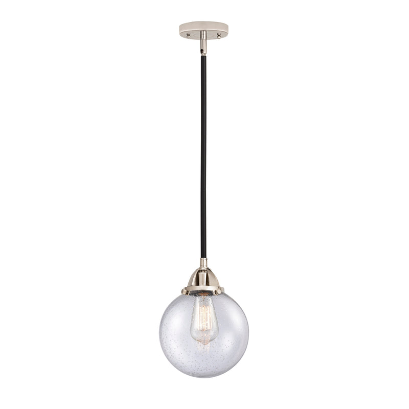 Beacon Mini Pendant shown in the Black Polished Nickel finish with a Seedy shade