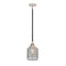 Stanton Mini Pendant shown in the Black Polished Nickel finish with a Clear Wire Mesh shade