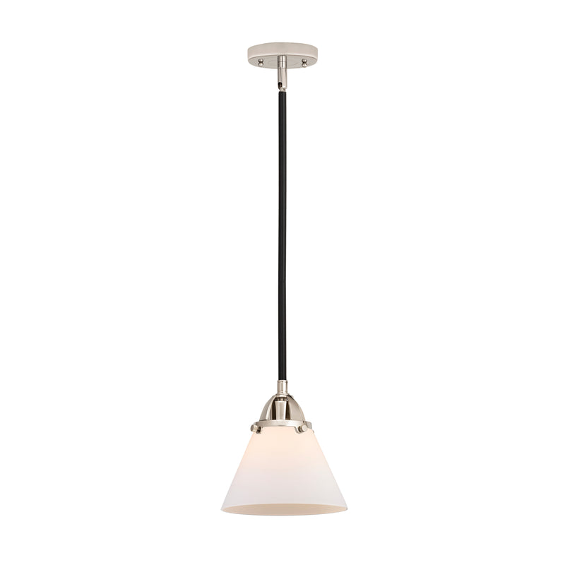 Cone Mini Pendant shown in the Black Polished Nickel finish with a Matte White shade