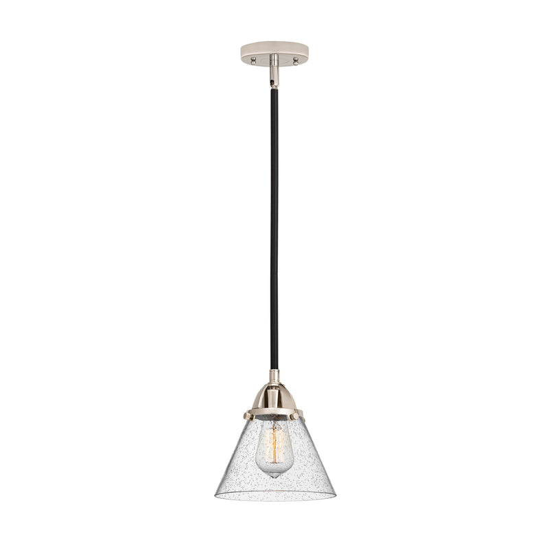 Cone Mini Pendant shown in the Black Polished Nickel finish with a Seedy shade