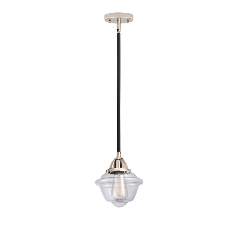 Oxford Mini Pendant shown in the Black Polished Nickel finish with a Clear shade