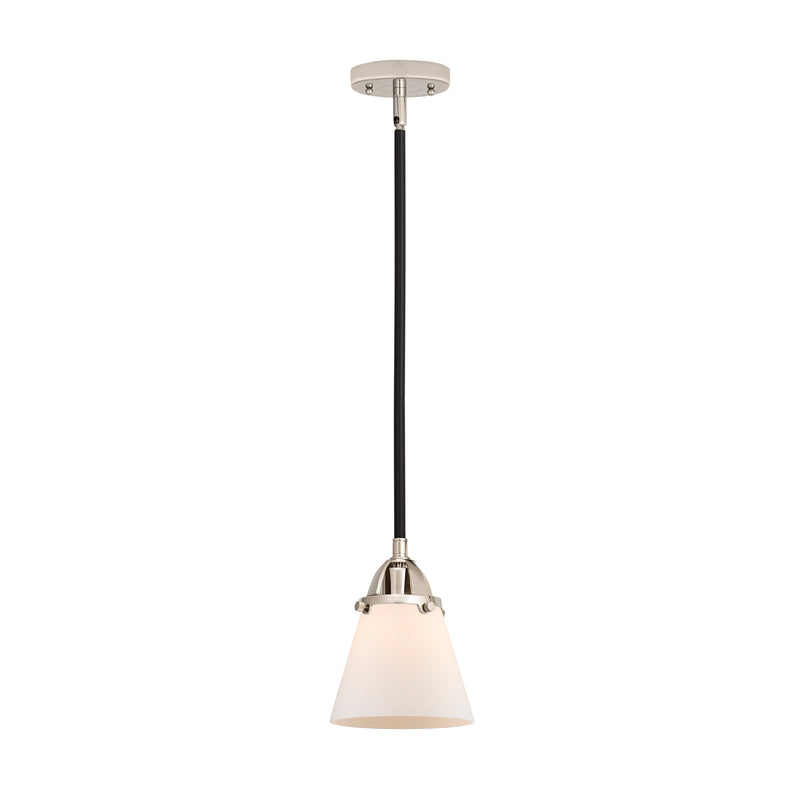 Cone Mini Pendant shown in the Black Polished Nickel finish with a Matte White shade