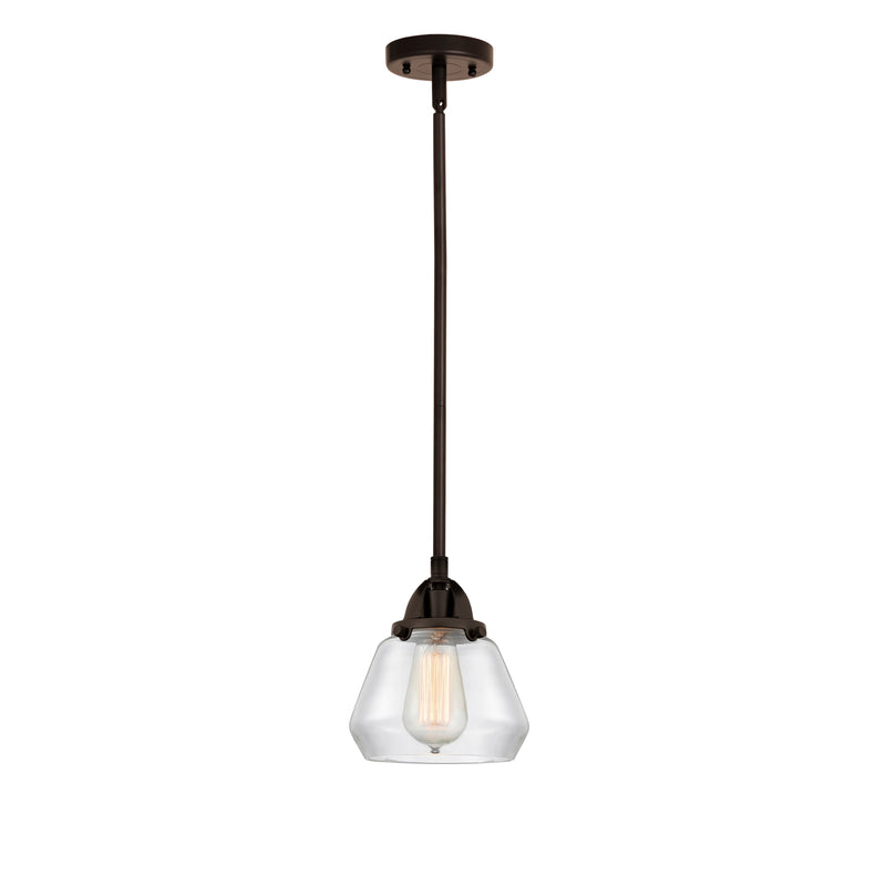 Fulton Mini Pendant shown in the Oil Rubbed Bronze finish with a Clear shade