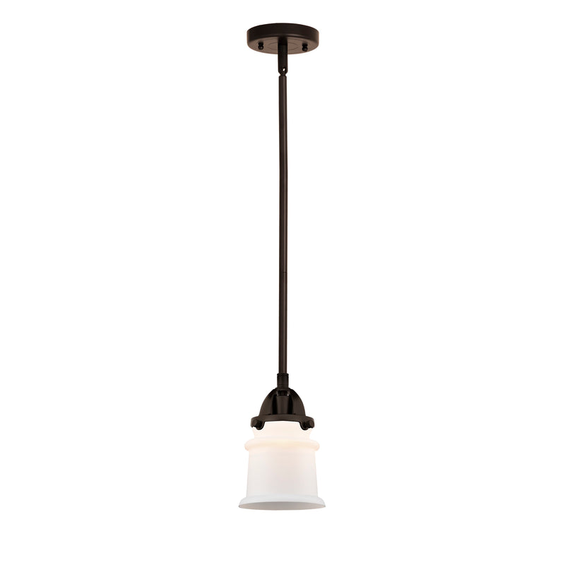 Canton Mini Pendant shown in the Oil Rubbed Bronze finish with a Matte White shade