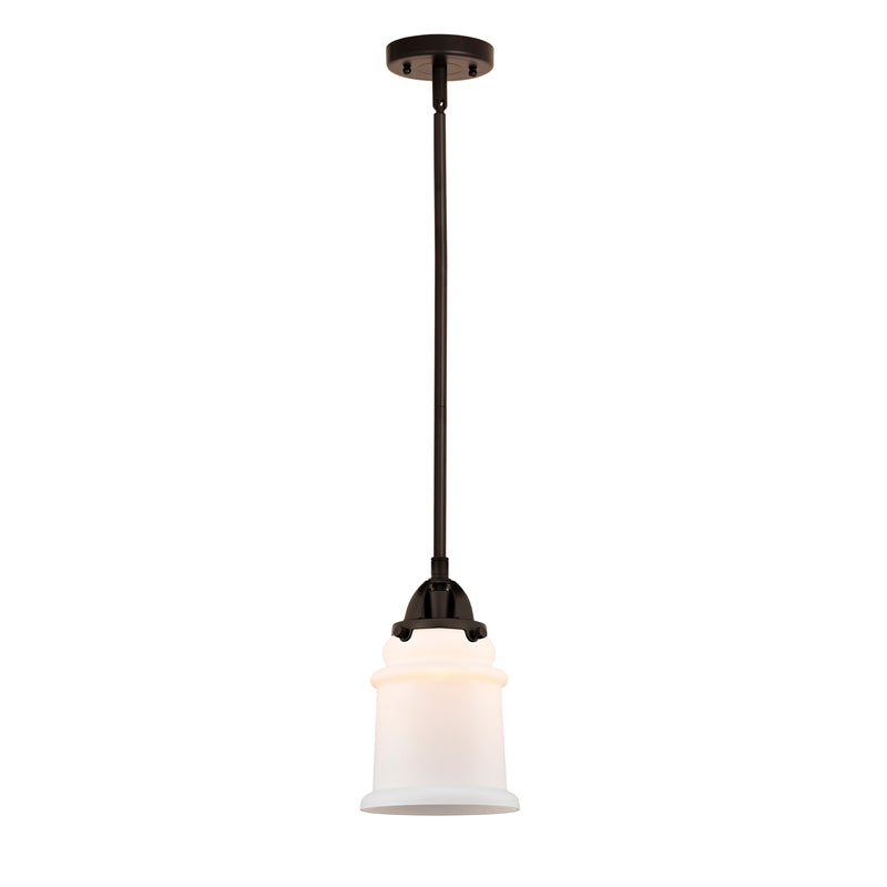 Canton Mini Pendant shown in the Oil Rubbed Bronze finish with a Matte White shade