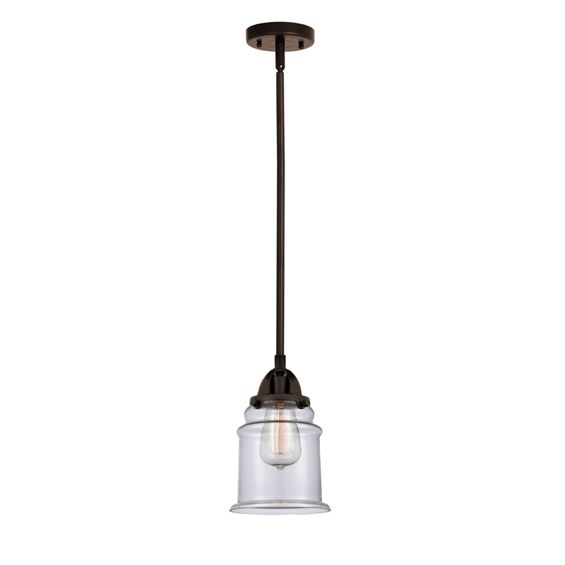 Canton Mini Pendant shown in the Oil Rubbed Bronze finish with a Clear shade