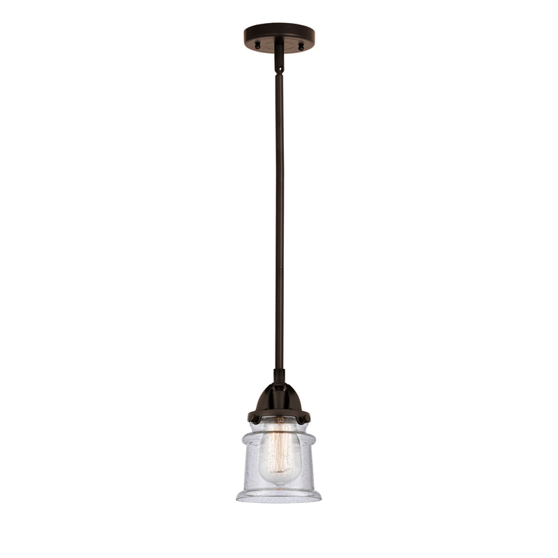 Canton Mini Pendant shown in the Oil Rubbed Bronze finish with a Seedy shade