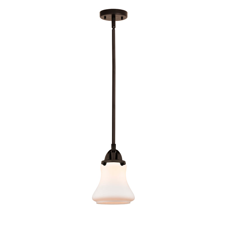 Bellmont Mini Pendant shown in the Oil Rubbed Bronze finish with a Matte White shade