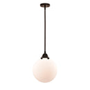 Beacon Mini Pendant shown in the Oil Rubbed Bronze finish with a Matte White shade