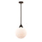 Beacon Mini Pendant shown in the Oil Rubbed Bronze finish with a Matte White shade