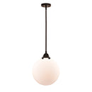 Beacon Mini Pendant shown in the Oil Rubbed Bronze finish with a Matte White shade