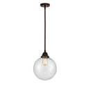 Beacon Mini Pendant shown in the Oil Rubbed Bronze finish with a Seedy shade