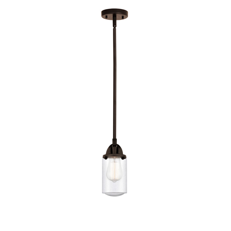 Dover Mini Pendant shown in the Oil Rubbed Bronze finish with a Seedy shade