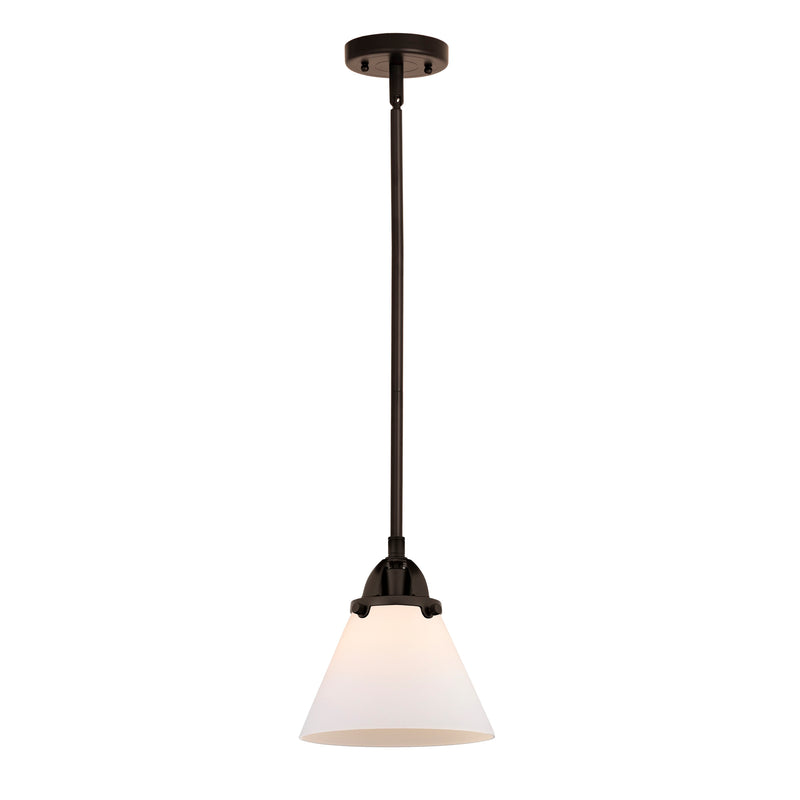 Cone Mini Pendant shown in the Oil Rubbed Bronze finish with a Matte White shade