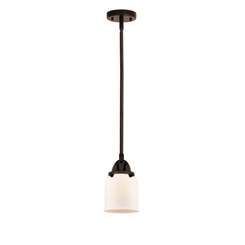 Bell Mini Pendant shown in the Oil Rubbed Bronze finish with a Matte White shade