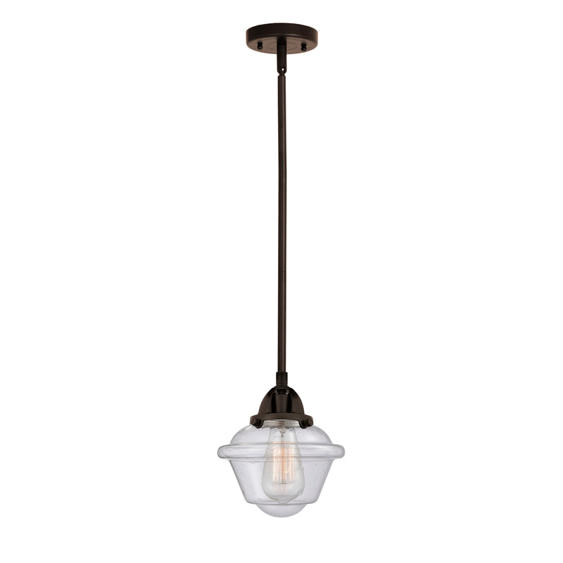 Oxford Mini Pendant shown in the Oil Rubbed Bronze finish with a Seedy shade