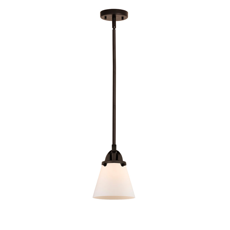 Cone Mini Pendant shown in the Oil Rubbed Bronze finish with a Matte White shade