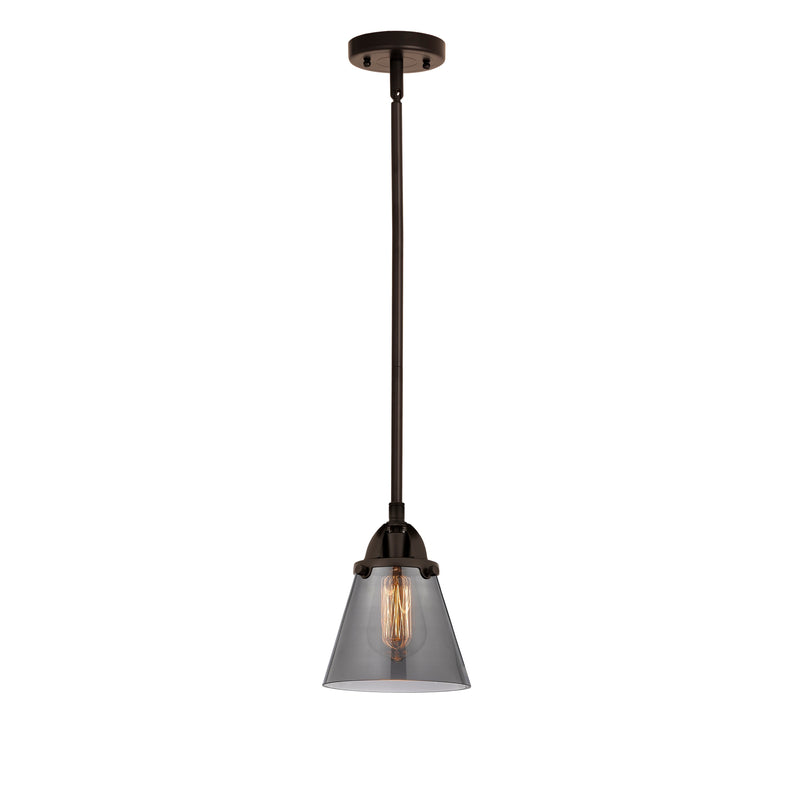 Cone Mini Pendant shown in the Oil Rubbed Bronze finish with a Plated Smoke shade